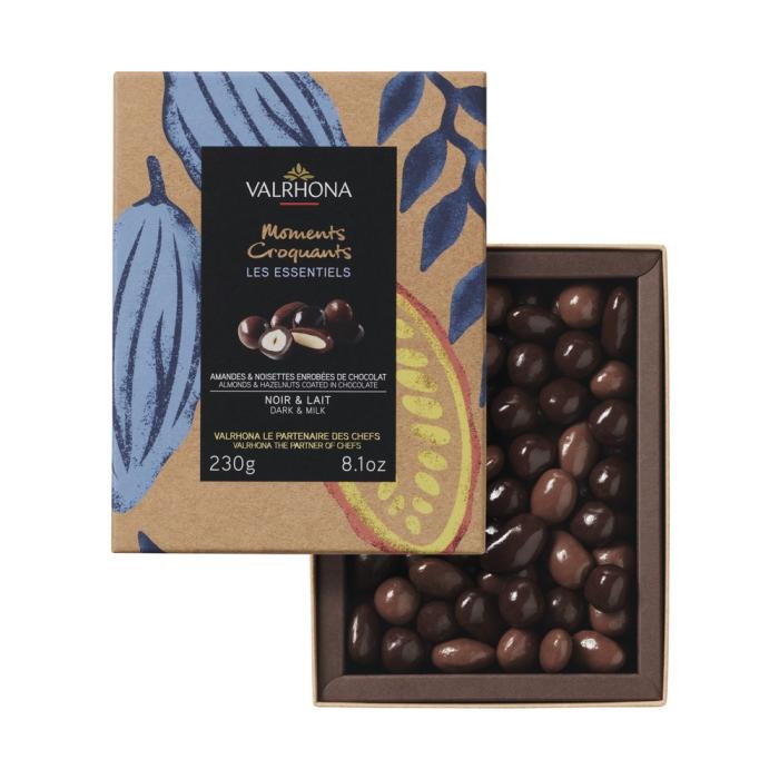 cofanetto mandorle e nocciole fondenti e al latte 230 g di valrhona